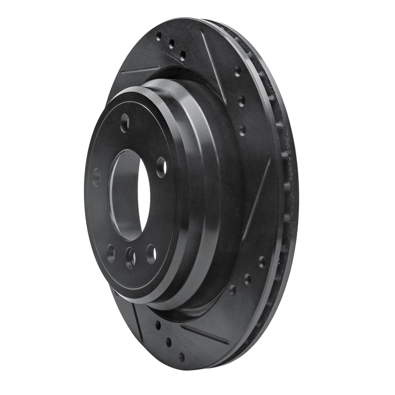 BMW 540I Brake Rotor (1) - Rear Right - R1 Concepts - Drilled & Slotted - Black - `96-`03